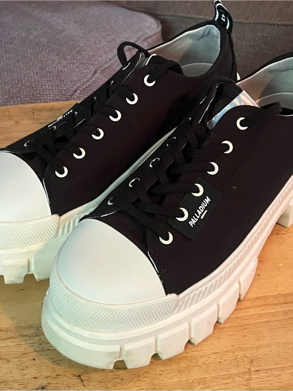 Palladium Black Canvas Chunky-Soled Women’s Sneakers